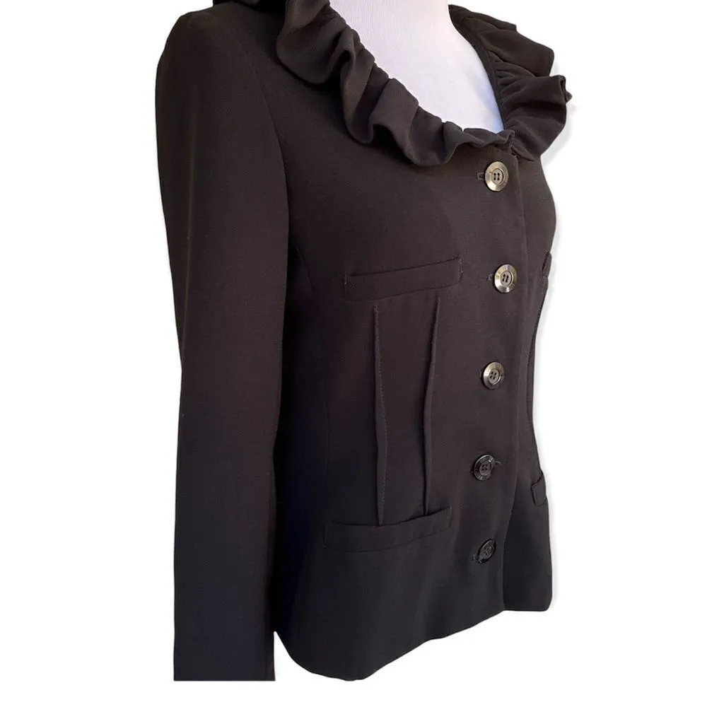Vintage Neiman Marcus Exclusive black ruffle collar blazer 6 - Image 2