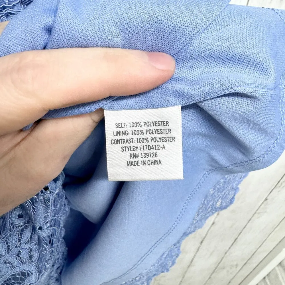 Francesca’s Dress Women Size M Periwinkle Off Shoulder Blue Lace Mini Fairy Size M - Image 5