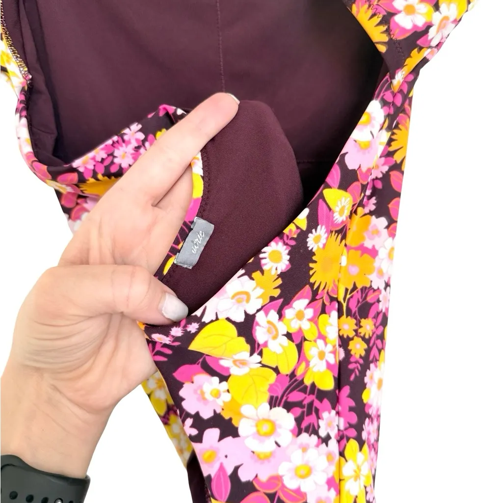 Aerie Floral One-Piece Swimsuit Floral Colorful Pink Orange Yellow Black M - Image 6