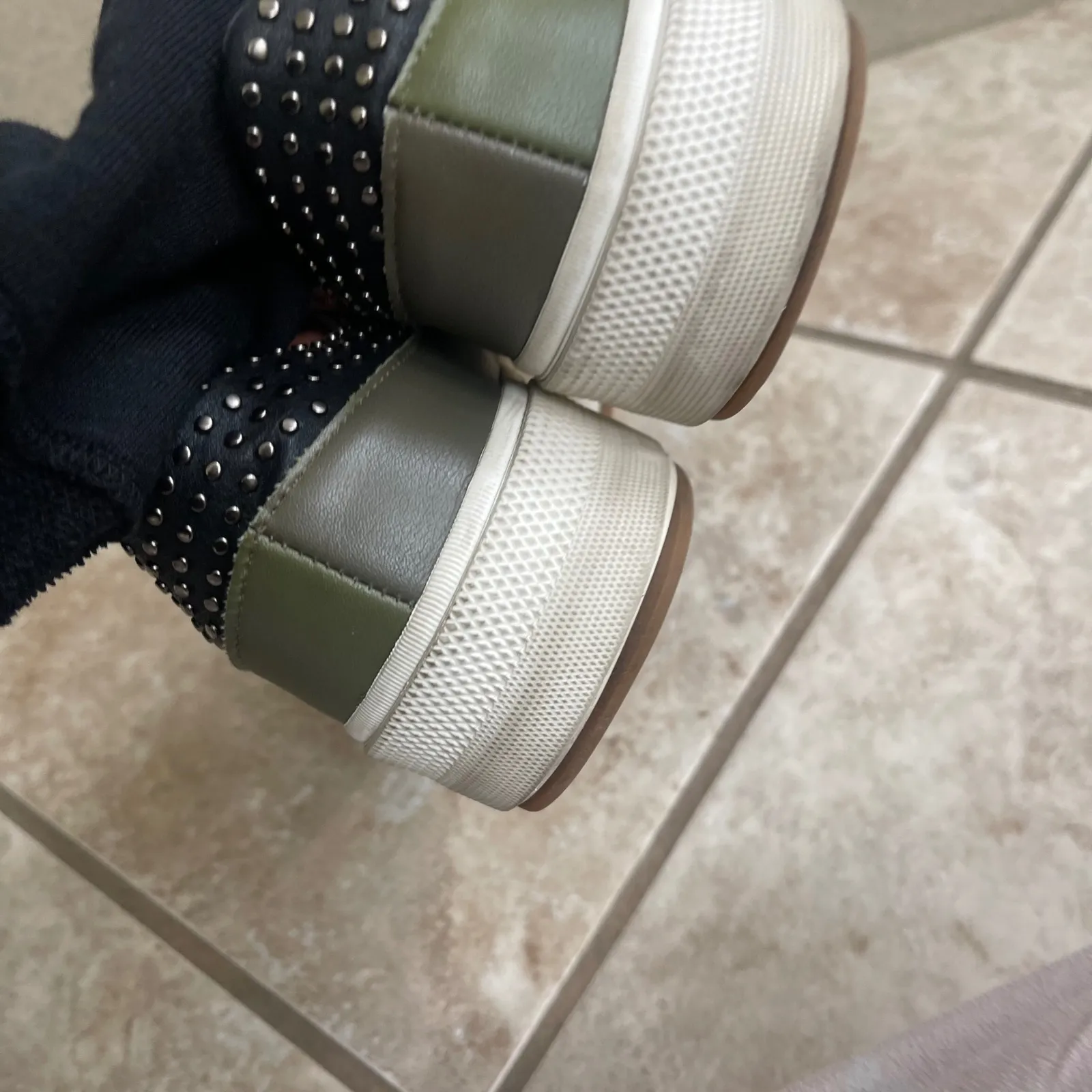 Desigual olive Green Studded Lace Up Sneakers Women's size 8 shoes comfort - Image 6