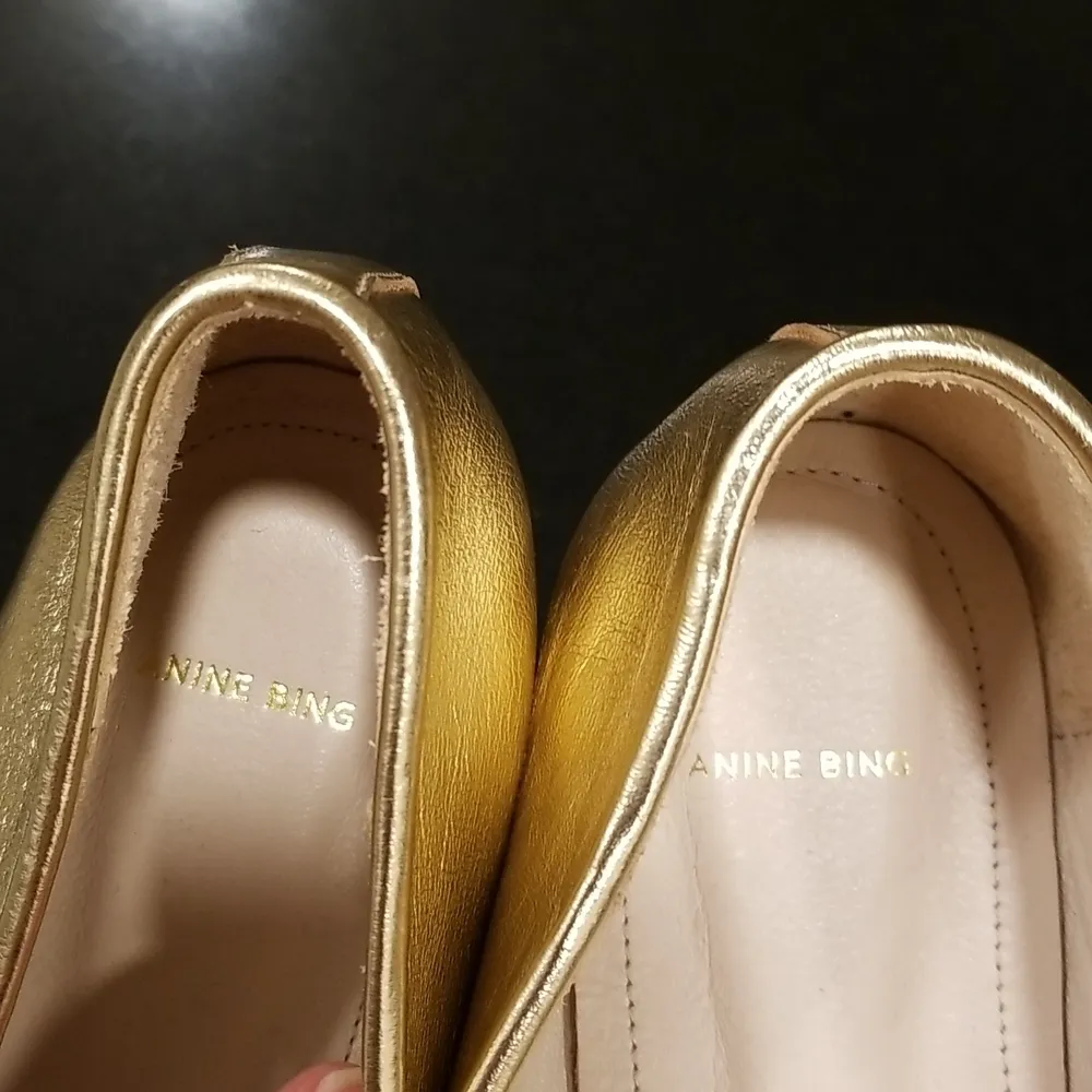 💕ANINE BING💕 Ballerinas ~ Leather Ballerina Flats Gold 39 NWOT - Image 13