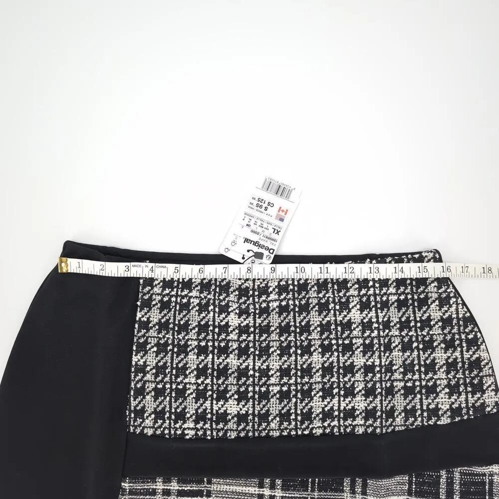 Desigual Women's Kape Black Herringbone Plaid Stetch Mini Skirt - Size L - NWT - Image 9