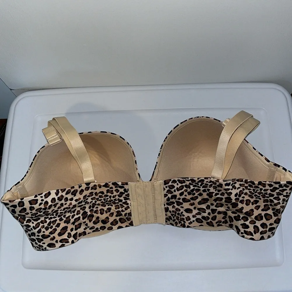 Cacique Lightly Lined Multi-Way Convertible Strapless Bra Leopard Women’s 44DDD - Image 4