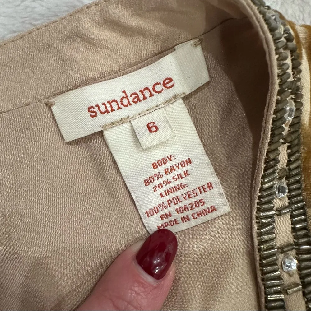 Sundance Champagne Vineyard Silk blend Burnout Velvet Party Dress Size 6 - Image 11