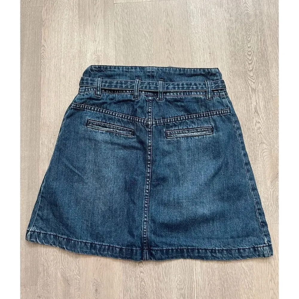 The Kooples Western Buckle Blue Denim Mini Skirt Size 3 W28 - Image 4