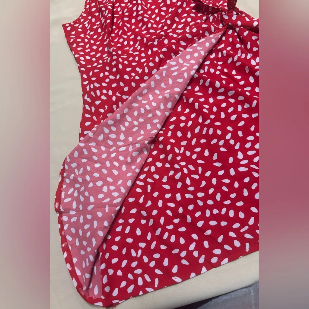 Woman’s Halter Dress Red & White Print Size Large Lightweight Summer Vacation - Image 12