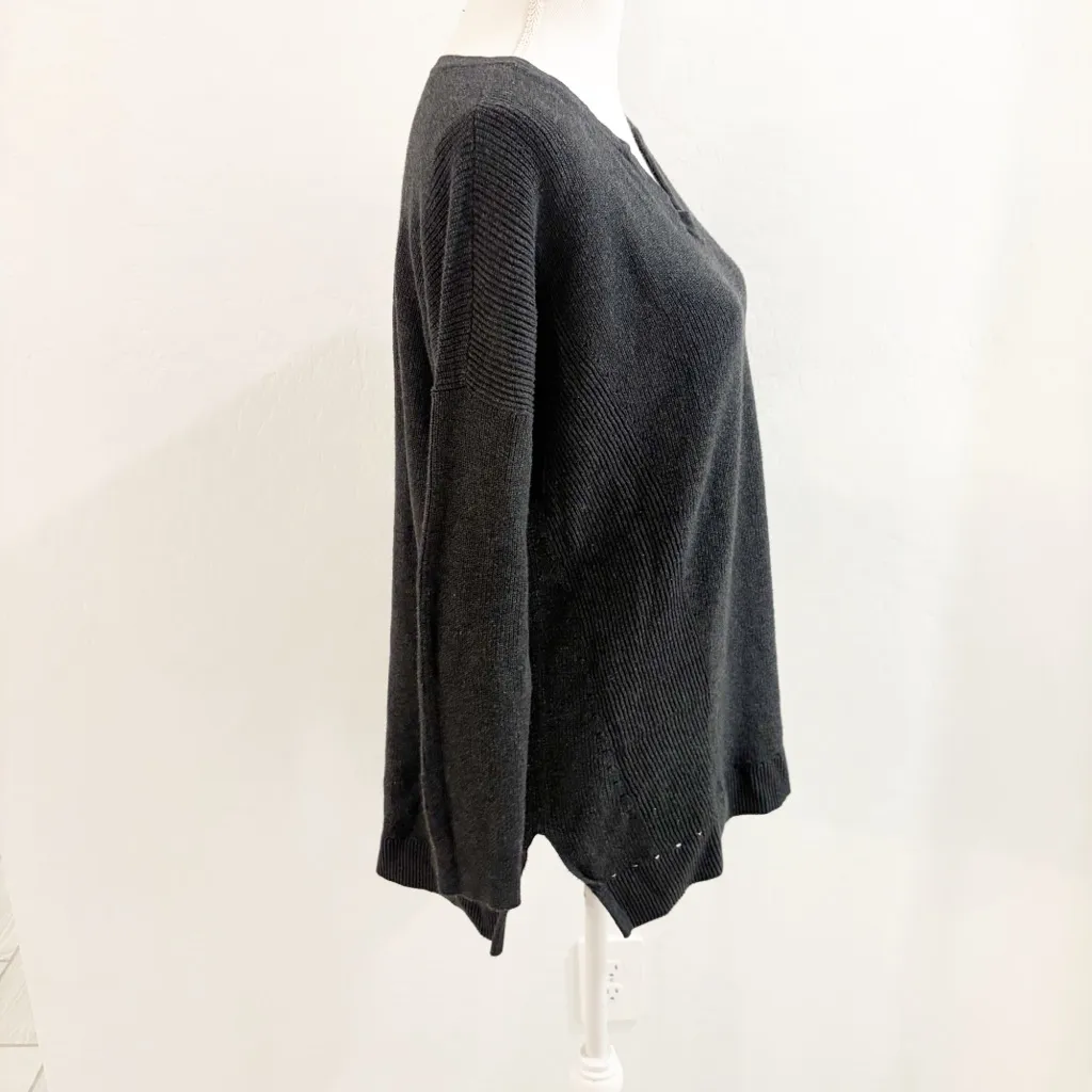 Cabi Snuggle Charcoal Gray Ribbed V-neck Oversized Sweater Style 3705 Size XS - Image 12