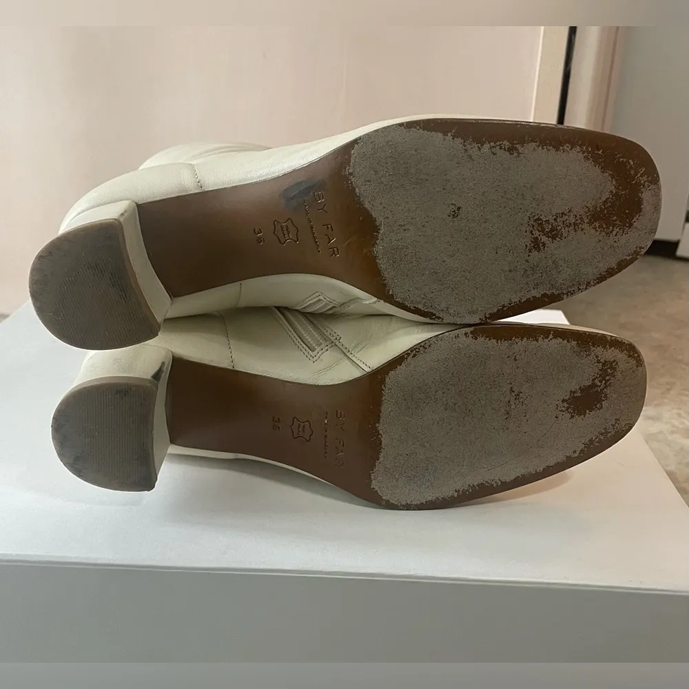 By Far Sofia Boots Off White Heeled Ankle Boot Leather Size 36 Women’s 5.5 - Image 6