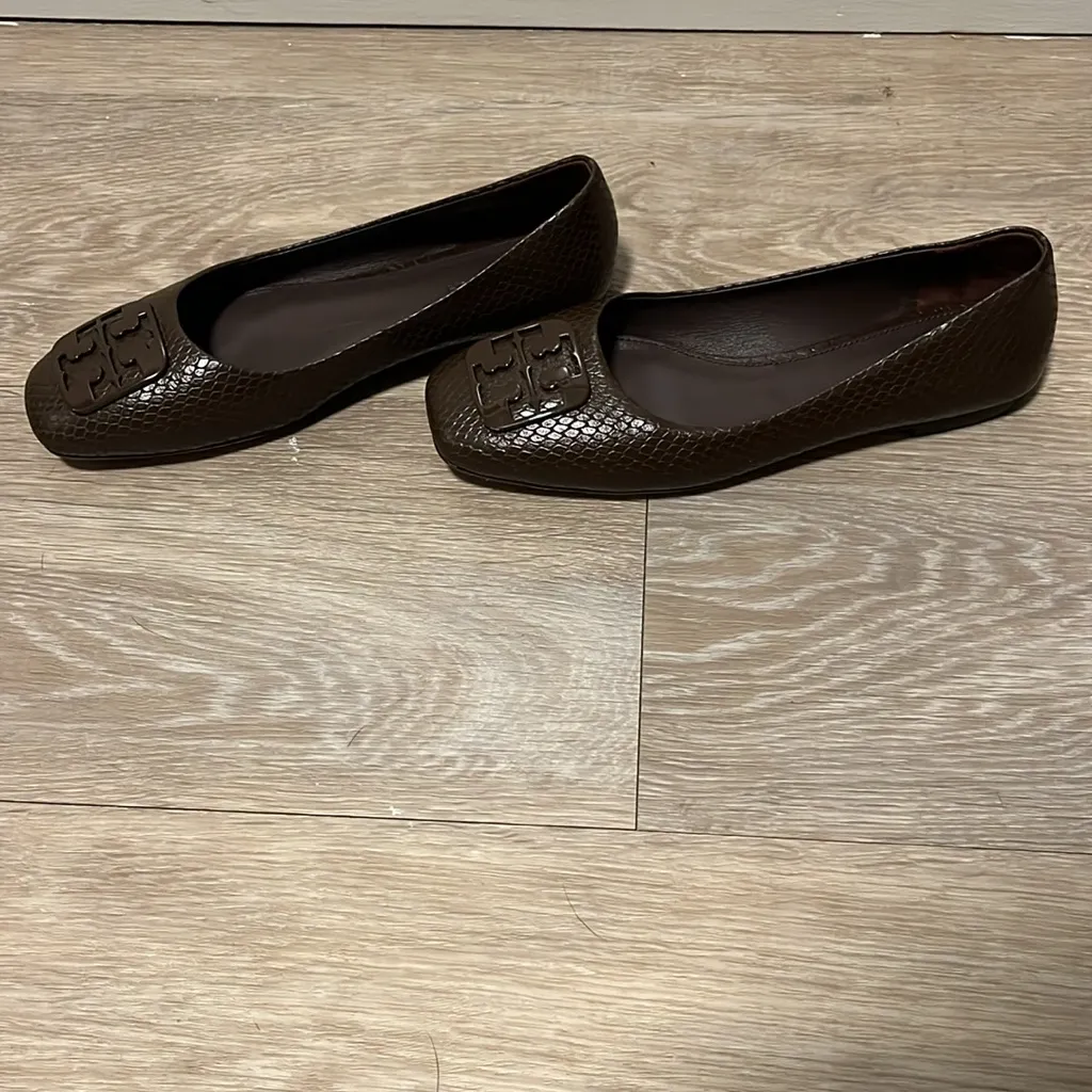 TORY BURCH (NWOT) Georgia Snakeskin Ballet Flat, Chocolate Brown, Size 6.5 - Image 6