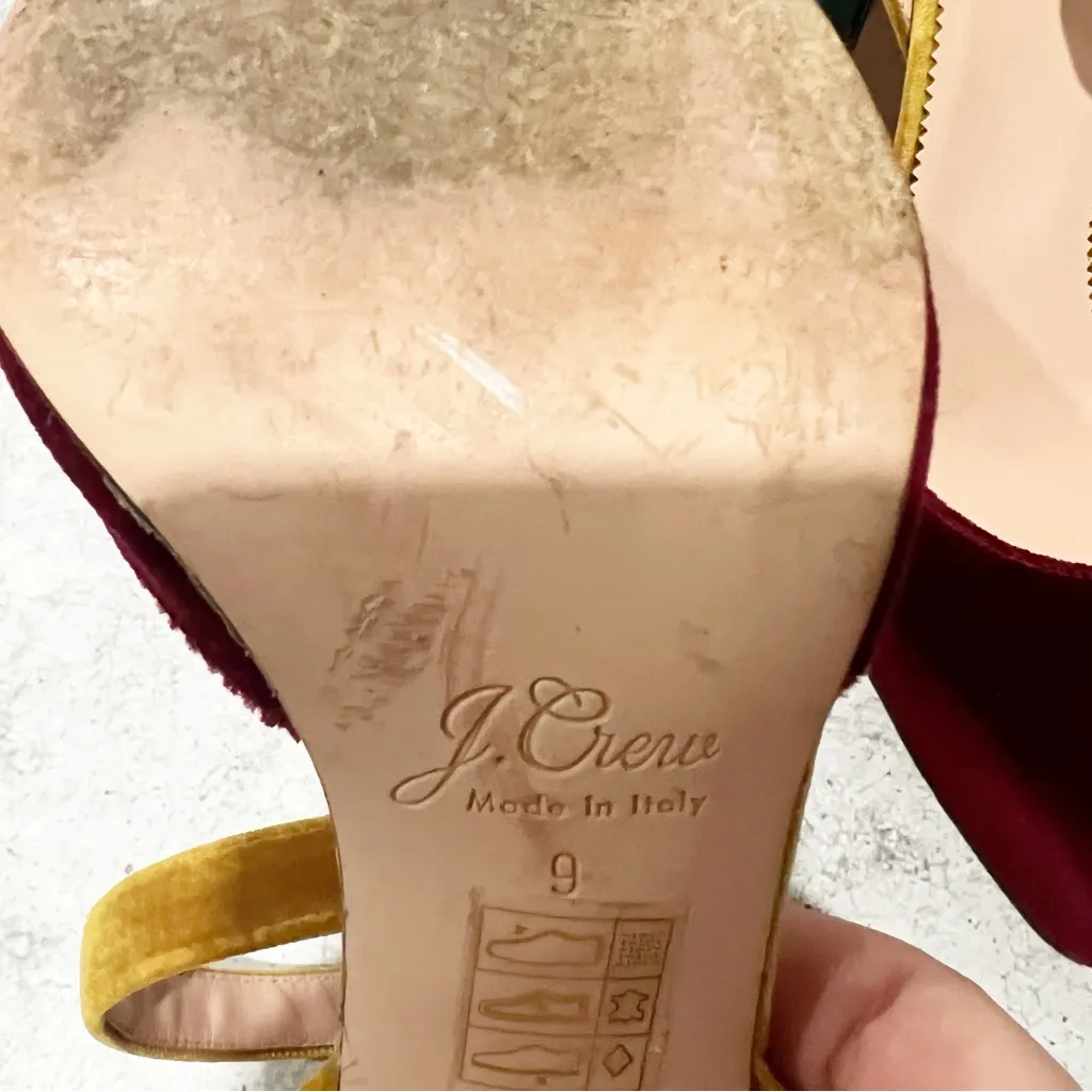 J CREW Harlow Ankle Strap Velvet Colorblock Pumps Heels Size 9 - Image 8