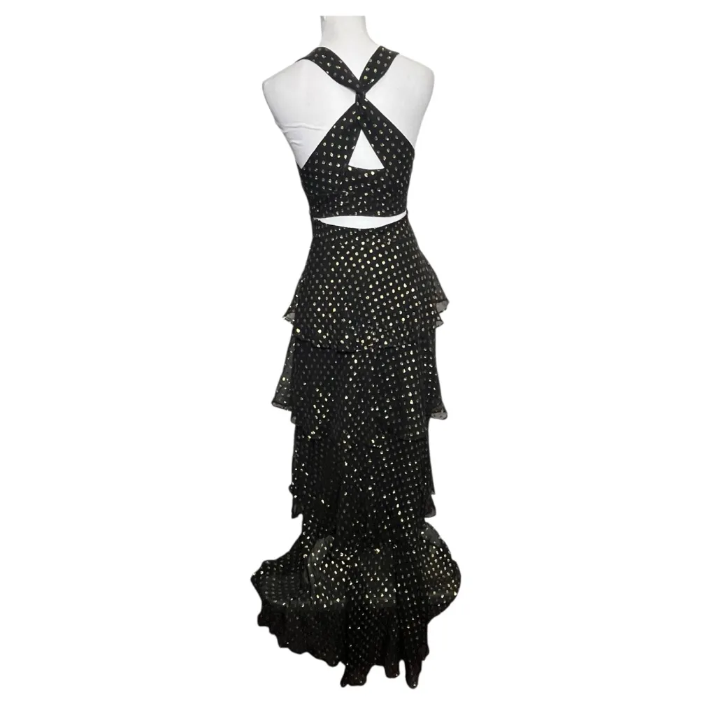 A.L.C. Lita Black Gold Maxi Dress Women’s Size 2 Cutout Metallic Formal - Image 6