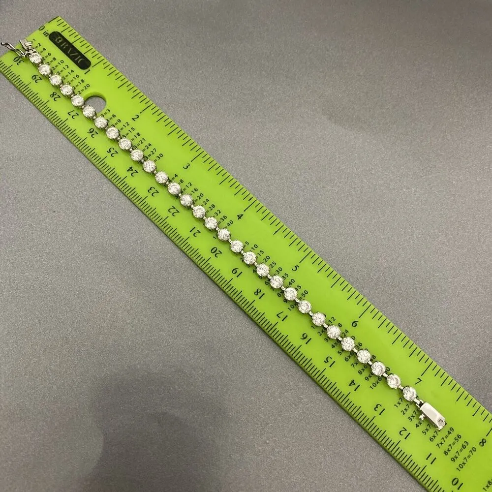 Ladies 10kt CZ Signed BBJ 10k Tennis Bracelet 6.2 Grams White Gold 7.5” - Image 7