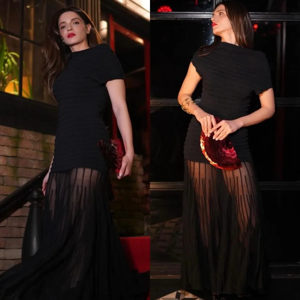 ALEXIS Marce Black Sheer Stripe Maxi Dress Off-Shoulder Size XL NWT - Image 14