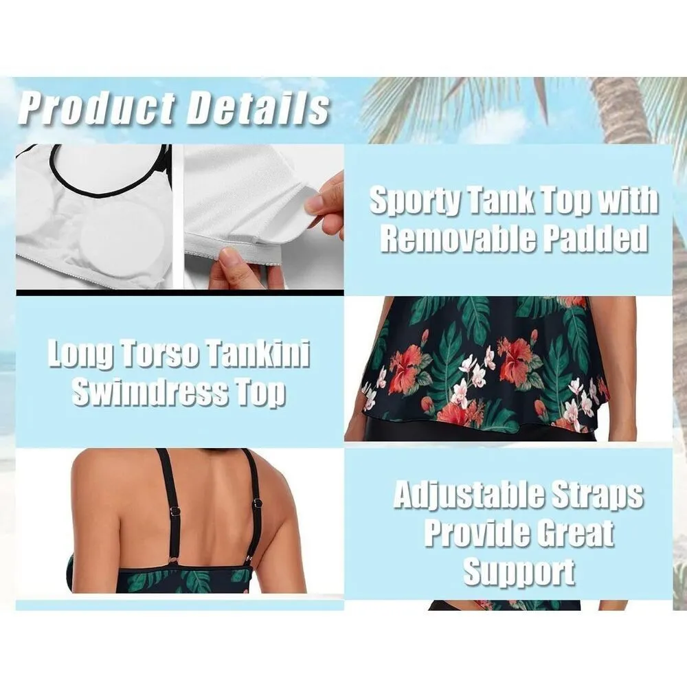 NEW Tankini Swimsuits Flowy Swimwear Bathing Suit TOP ONLY 2X Black Size XXL - Image 4