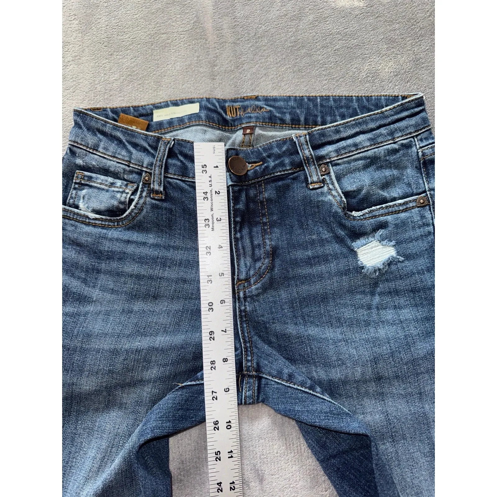 Kut from the Kloth Amy Ankle Straight Leg Cuffed Jeans Womens Blue Denim Size 2 - Image 10