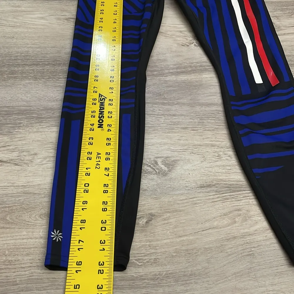 Black with Red, White & Blue Stripes Cropped Leggings Size XS - Image 11