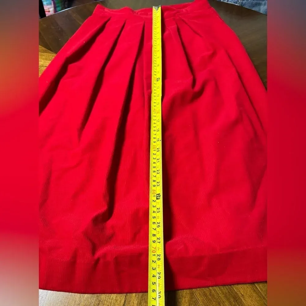 Vintage Lang Made in USA Red Corduroy Skirt Set Size 10 Cotton Poly - Image 6