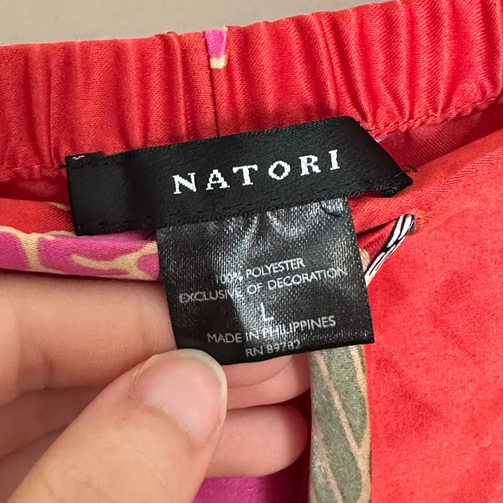 Natori Auburn Floral 2 Piece Silky Soft Button Up Pajama Set size large - Image 7