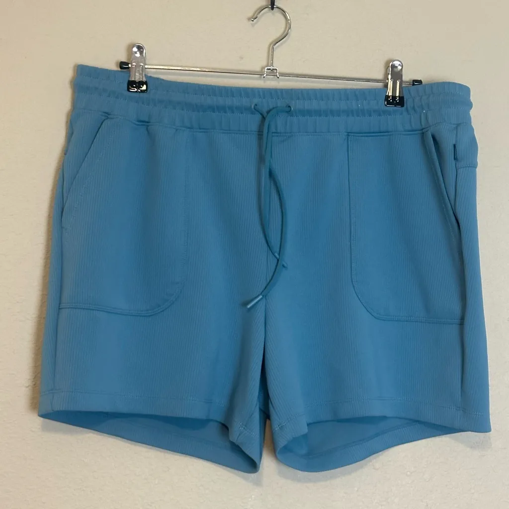 Mondetta Women’s Midweight Ribbed Scuba‎ Shorts Adriatic Blue Size XL - Image 2