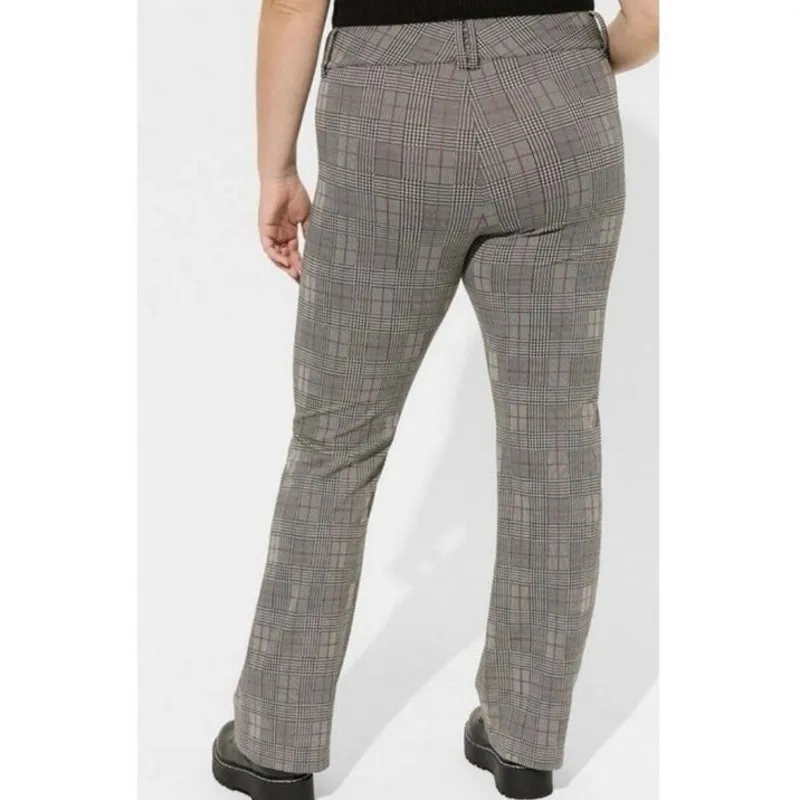 NWT Torrid Bootcut Pants Womens 28T Black White Plaid High Rise Dark Academia - Image 2