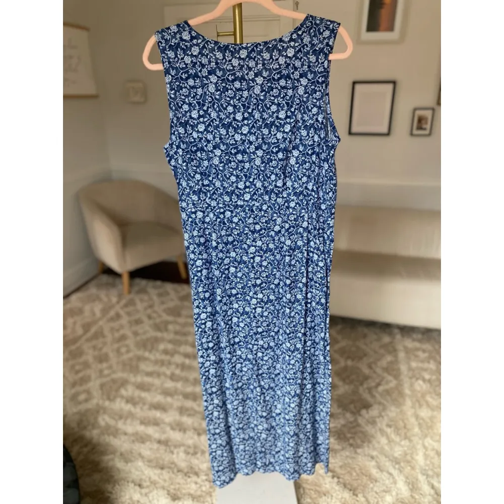 Vintage Expressions Tank Maxi Dress Ditsy Floral Cottagecore Summer Spring Boho Blue Size 14 - Image 3