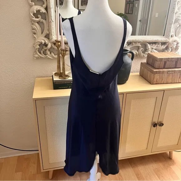 OLGA Vintage‎ Navy Lace Trim Slip Midi Dress Size 34 Blue - Image 2