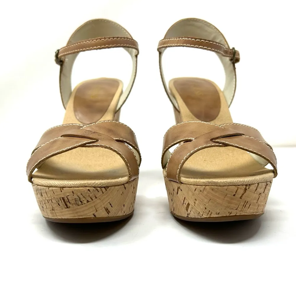 GUESS cork / leather wedge sandals, size 8.5 - Image 7