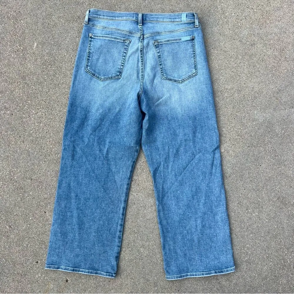 7 For All Mankind Alexa High Waist Crop Wide Leg Jeans In Lakeside Size 32 - Image 3