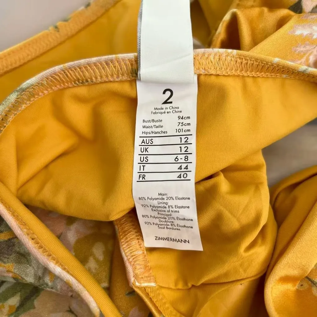 NWOT Zimmermann Amelie Bow Bikini Set Amber Garden Floral One Shoulder Size 2 - Image 9