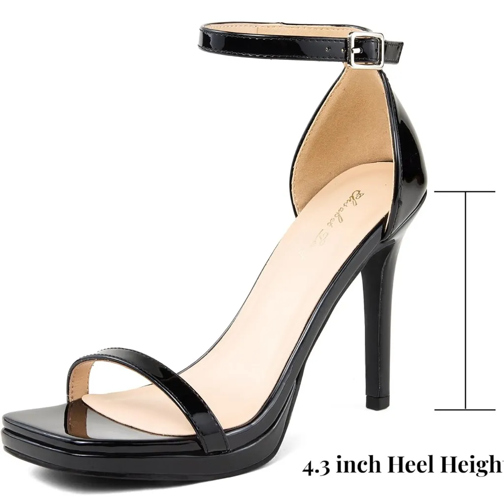 NWT Elisabet Tang 4.3” Platform Strappy Stiletto Heels Sz 8.5 Black - Image 2