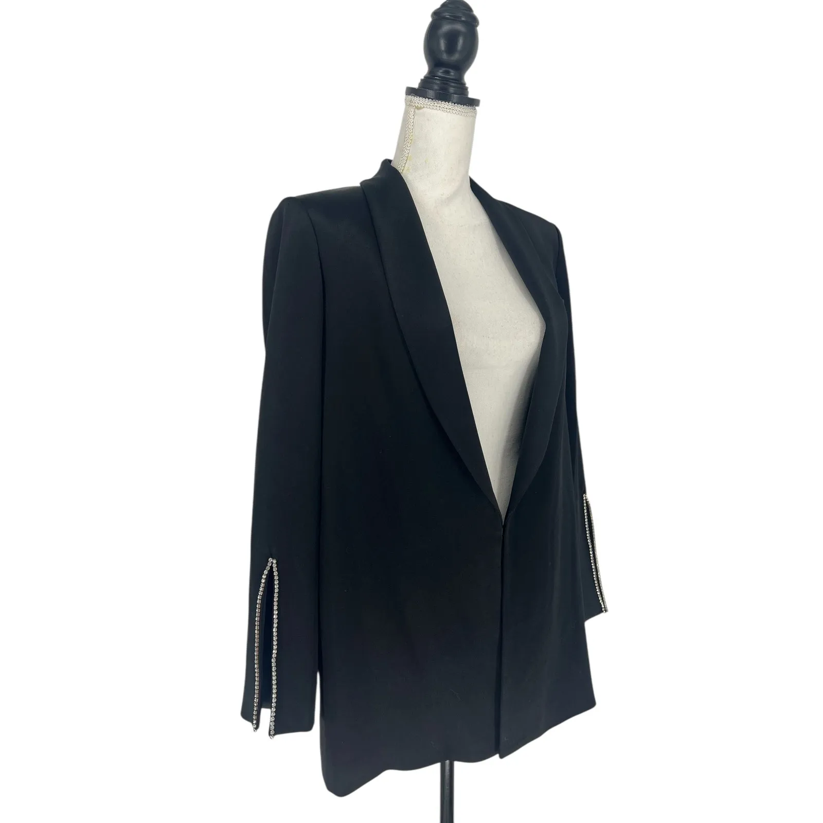 Alice + Olivia Jace Embellished Shawl-Collar Oversized Blazer - Image 6