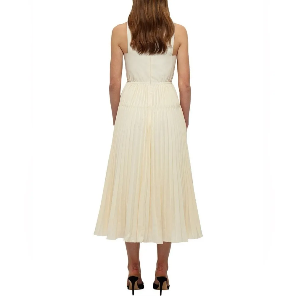 NWOT Self Portrait Scallop-Detail Mid-Length Pleated Dress Cream sz 2 - Image 6