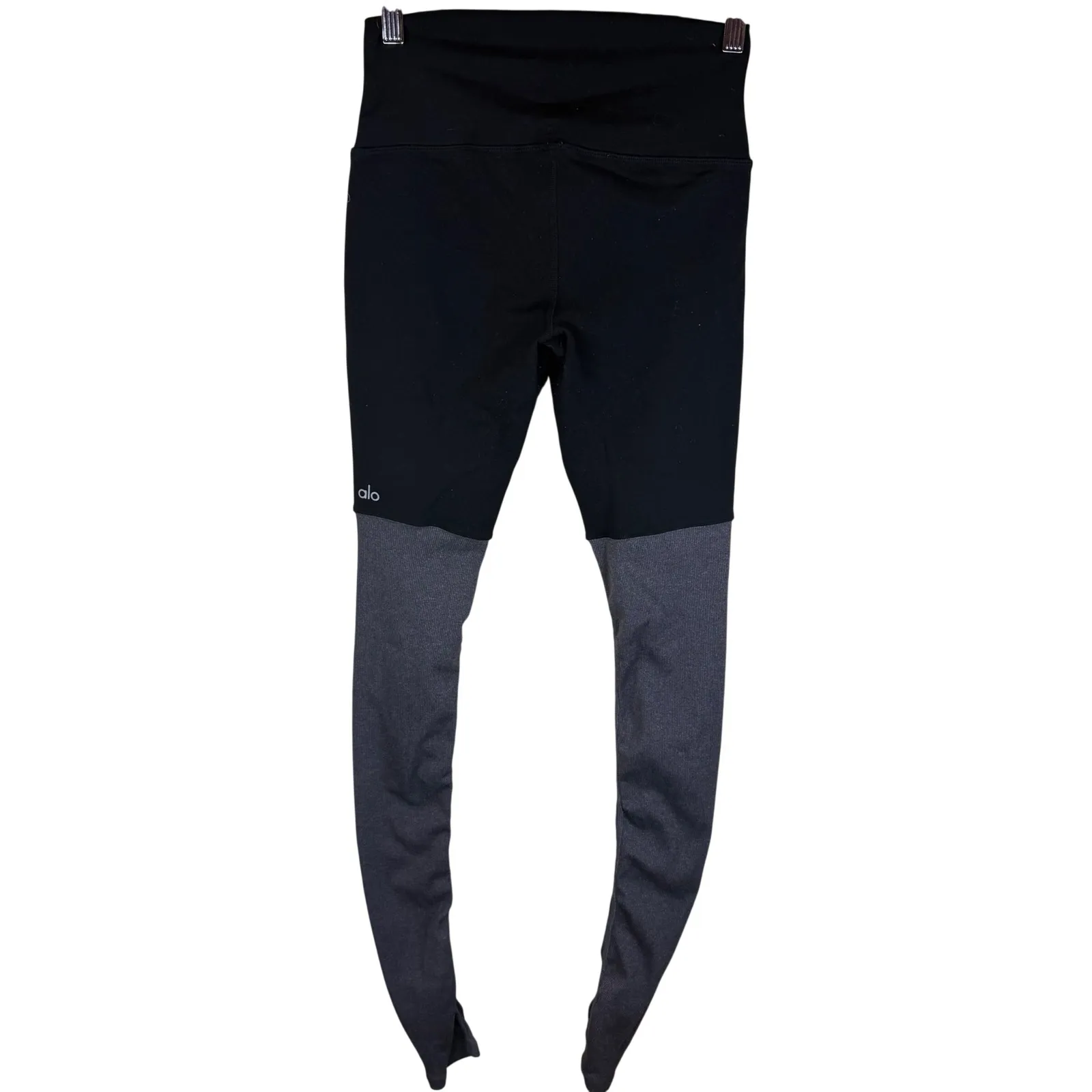 Alo Yoga High Waist Goddess Leggings Black Grey Stirrup Size SM Balletcore - Image 3