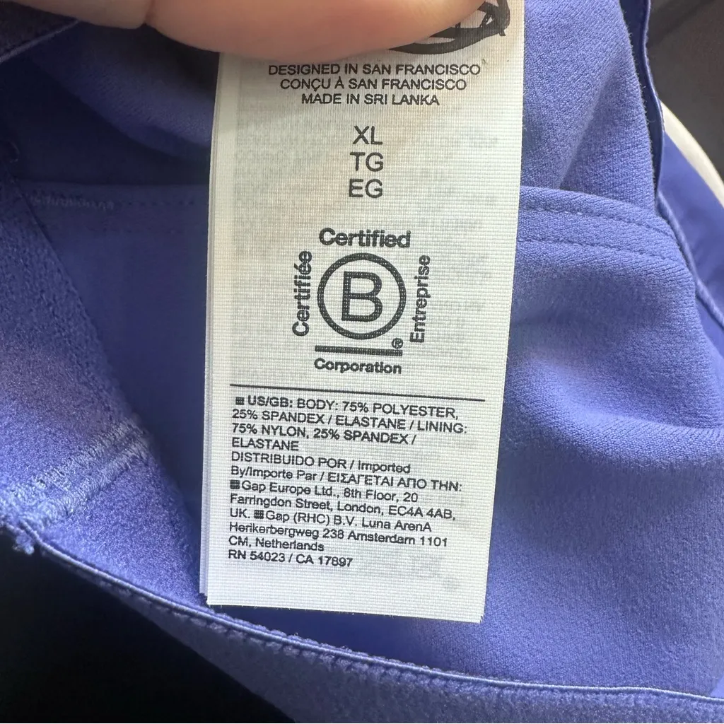 ATHLETA Top Crop Printed l A-C Cups Size XL Blue Floral Print MSR $64 Sport Blue - Image 10