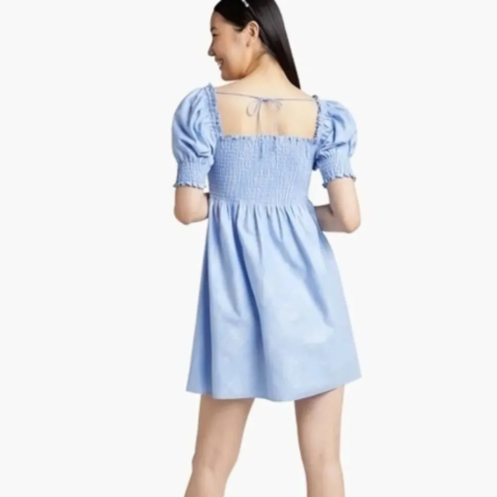 NWT Hill House Home The Athena Nap Dress in light blue glitter check Size XS - Image 3
