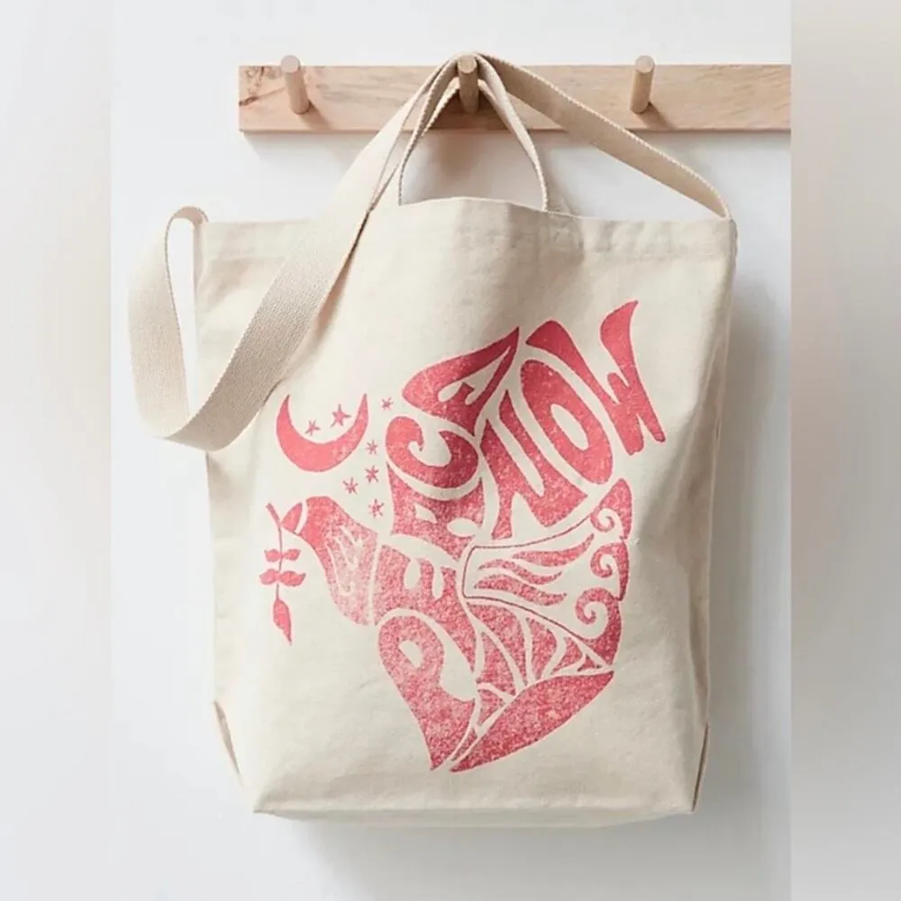 NEW Free People Going Places Peace Now Graphic Large Canvas Tote - Image 9