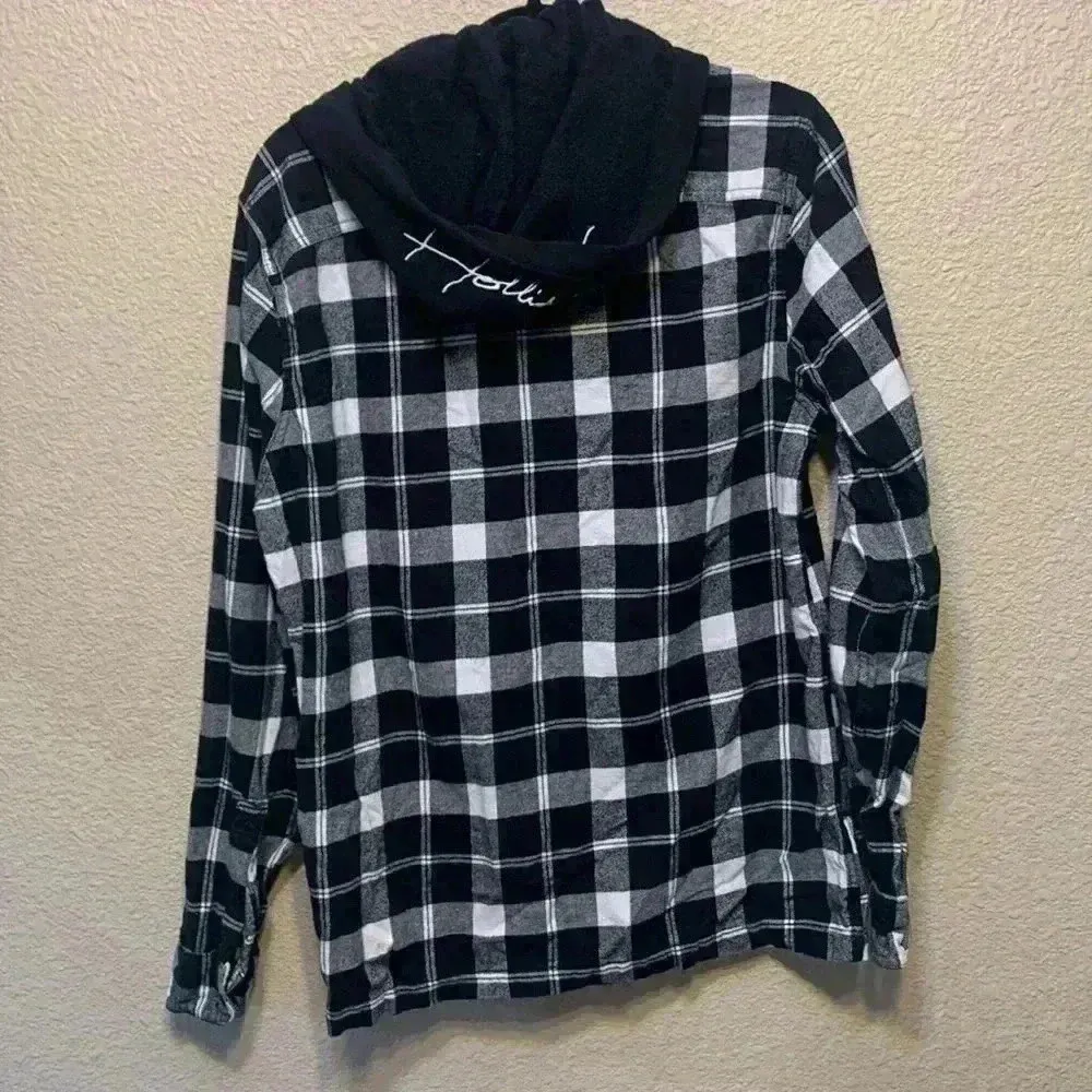 Hollister black & white flannel sz L fall casual flannel plaid - Image 7
