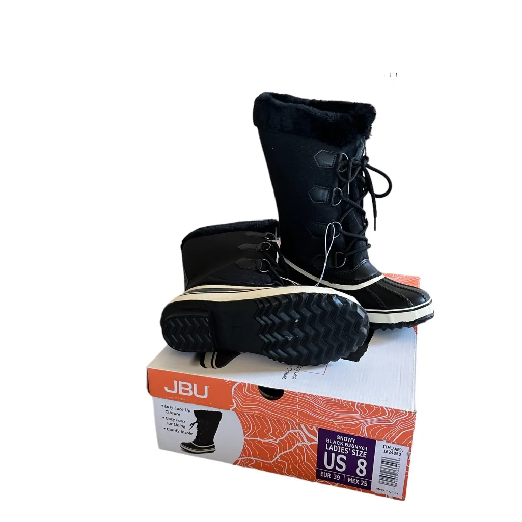 NIB NEW JBU Snowy Tall All Weather Boot, NAVY SZ-8 Faux Fur - Image 7