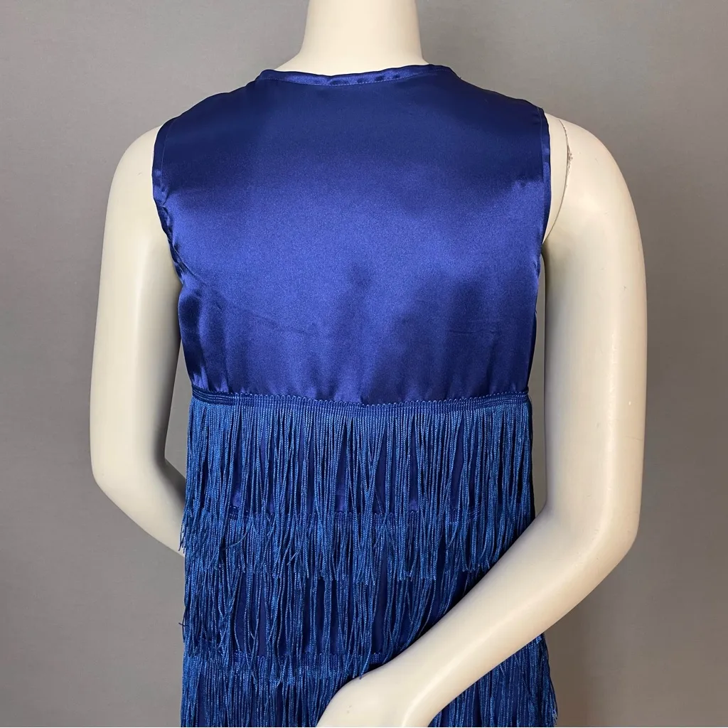 Handmade Flapper Dress Fringe Blue 1920s‎ Great Gatsby Party Halloween Costume - Image 6