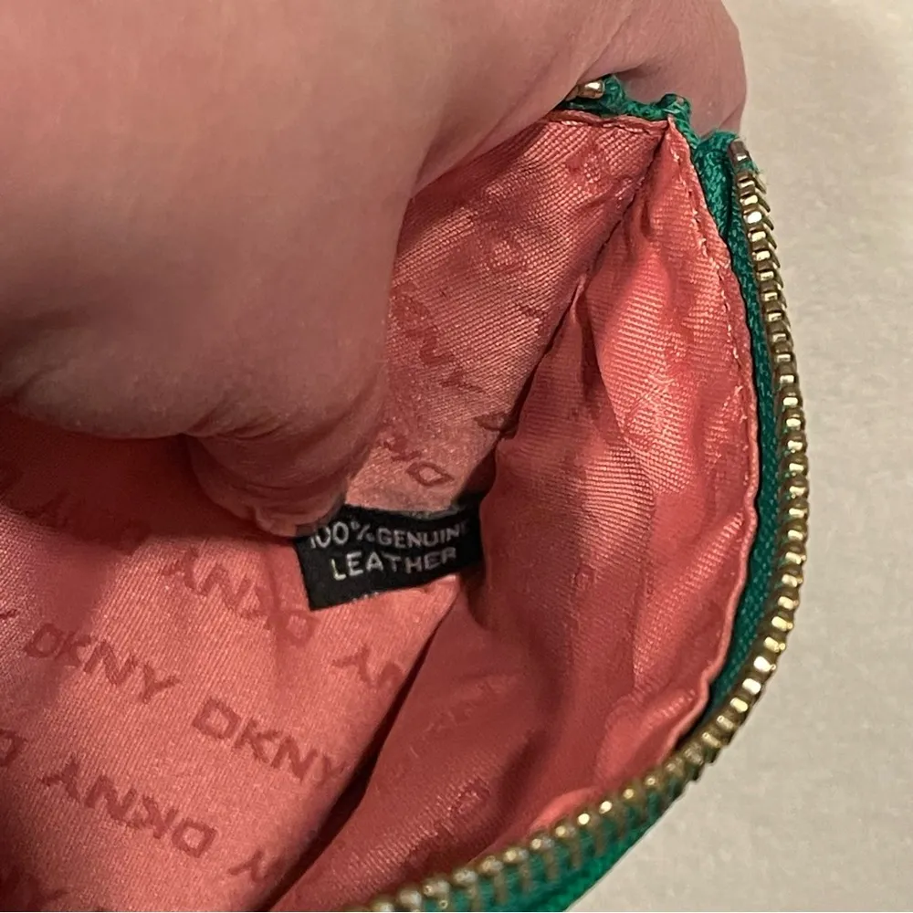 DKNY Green  Genuine Leather Clutch Gold Hardware - Image 6