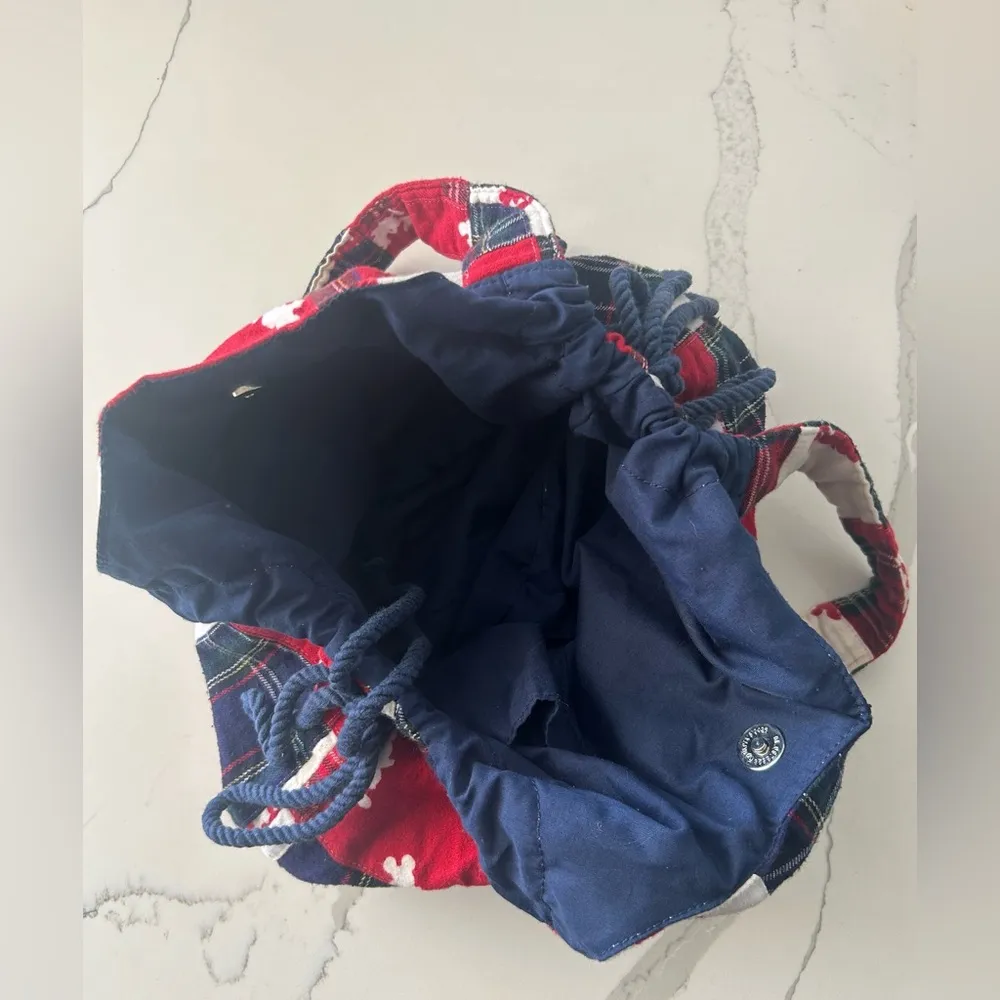 Disneyland Resort Flannel Patchwork Plaid Red, White and Blue Mickey Bucket Bag - Image 4
