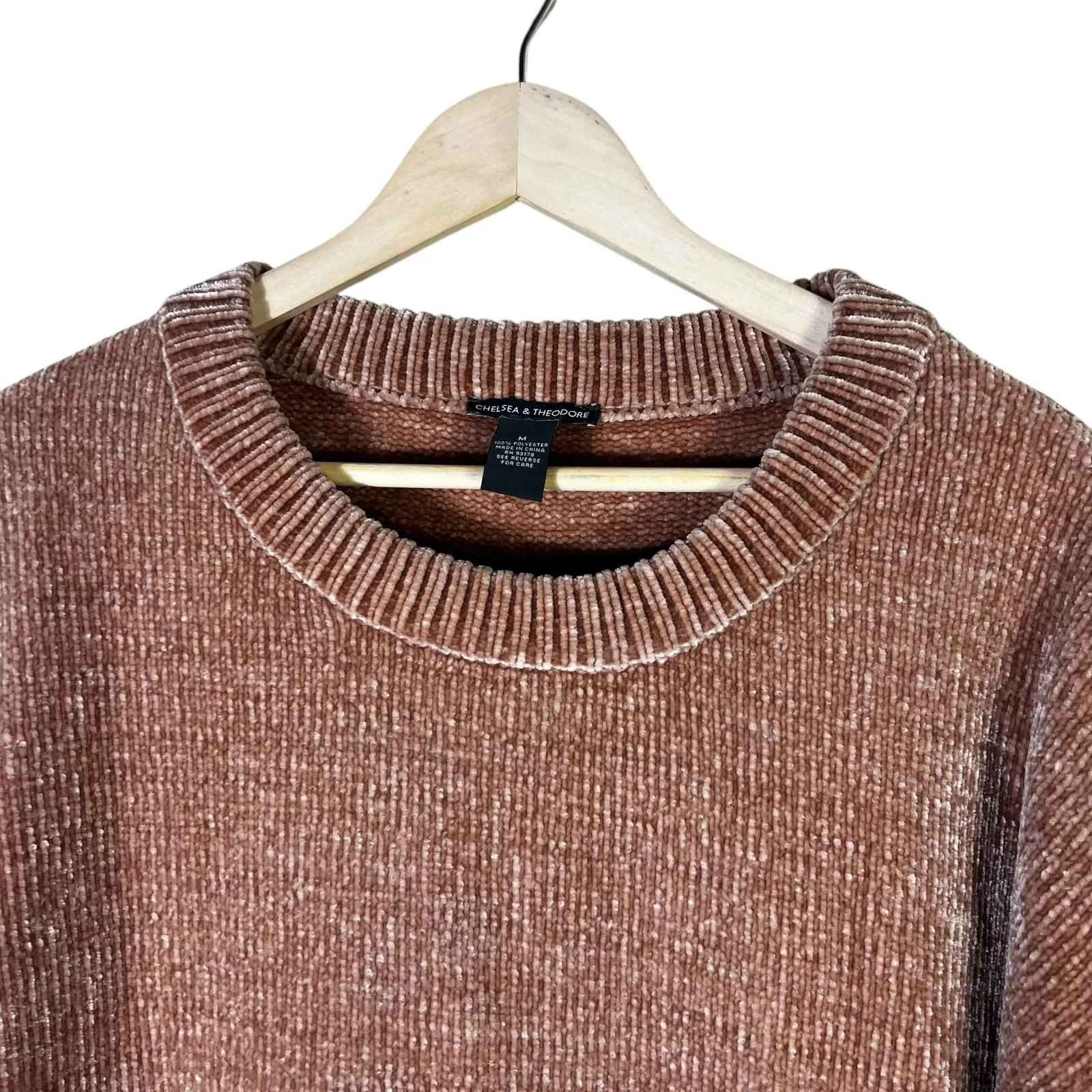 Chelsea & Theodore Chenille Knit Sweater Womens M Brown Cozy Neutral Clean Girl Size M - Image 4