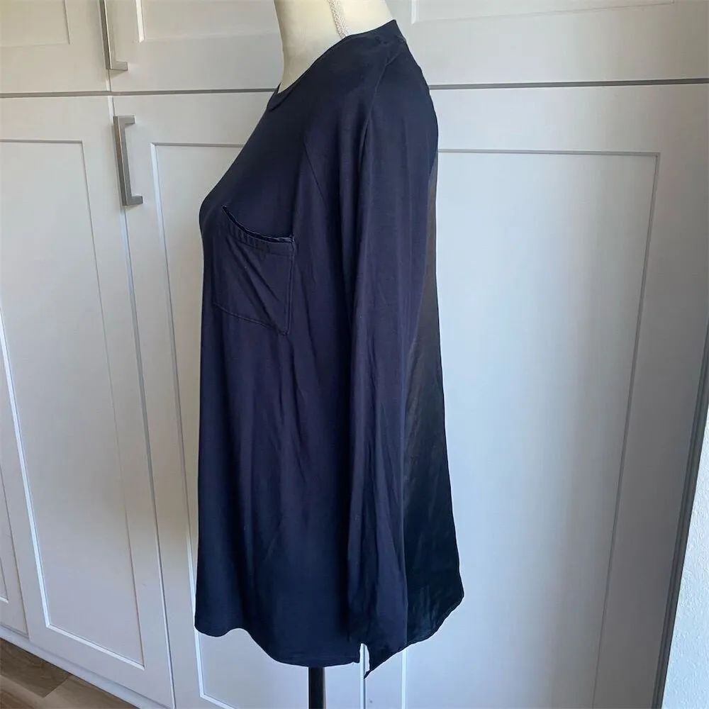 Midnight Carole Hoffman Women's Long Sleeve Blue Crew Neck T - Image 2