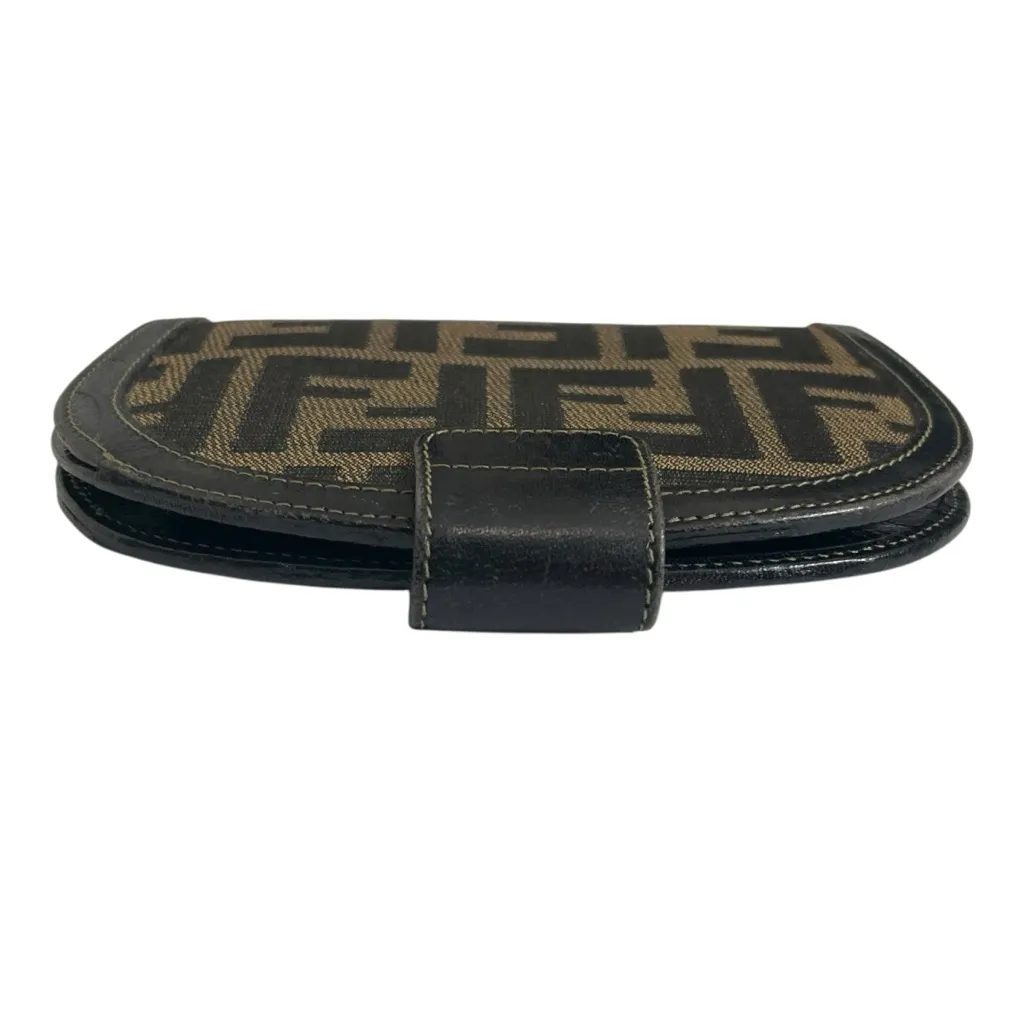 Fendi Zucca Bifold Wallet Canvas Leather Khaki Coin Purse Women’s Vintage - Image 3