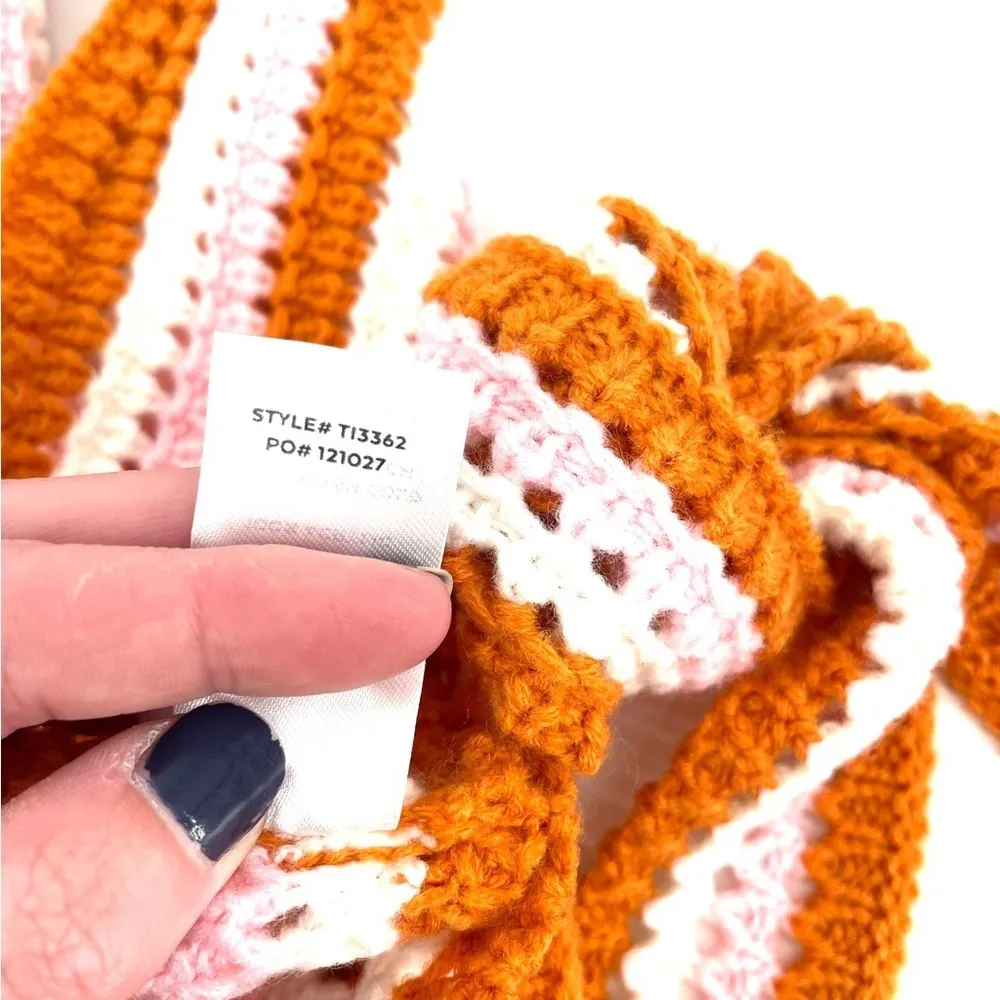 LULUS Groovy Vibes Cream Multi Knit Halter Cropped Sweater Crochet Tank Top - Image 9