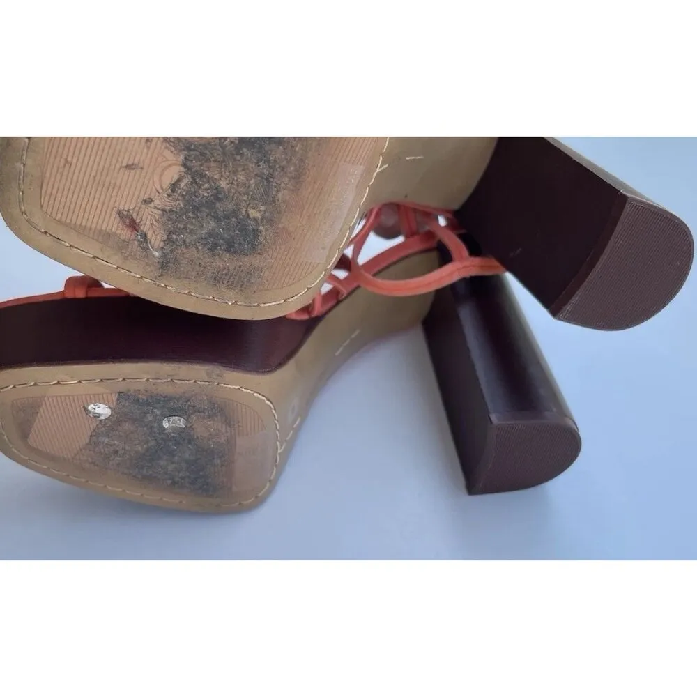 Vince Camuto Women’s Size 7 Multi Ties Strap Woven Platform heels ORANGE - Image 6