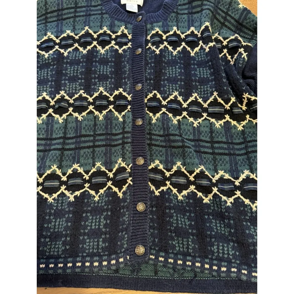 Christopher & Banks Hand Embroidered Cardigan‎ Sweater Holiday Vintage Festive M Size M - Image 5