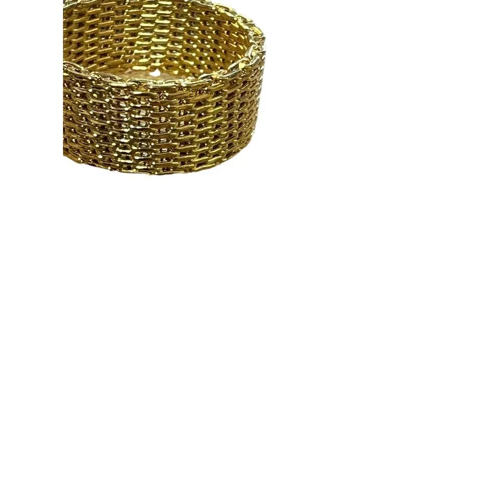Gold Plated mesh ring Chain Weave design woven Size 9.5 NWOT - Image 3