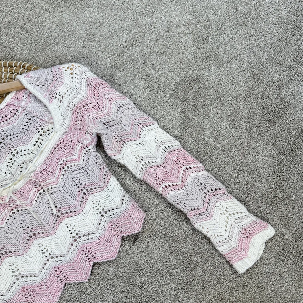 Urban Outfitters Women’s Blaire Crochet Square Neck Sweater Cropped in Pink S - Image 5