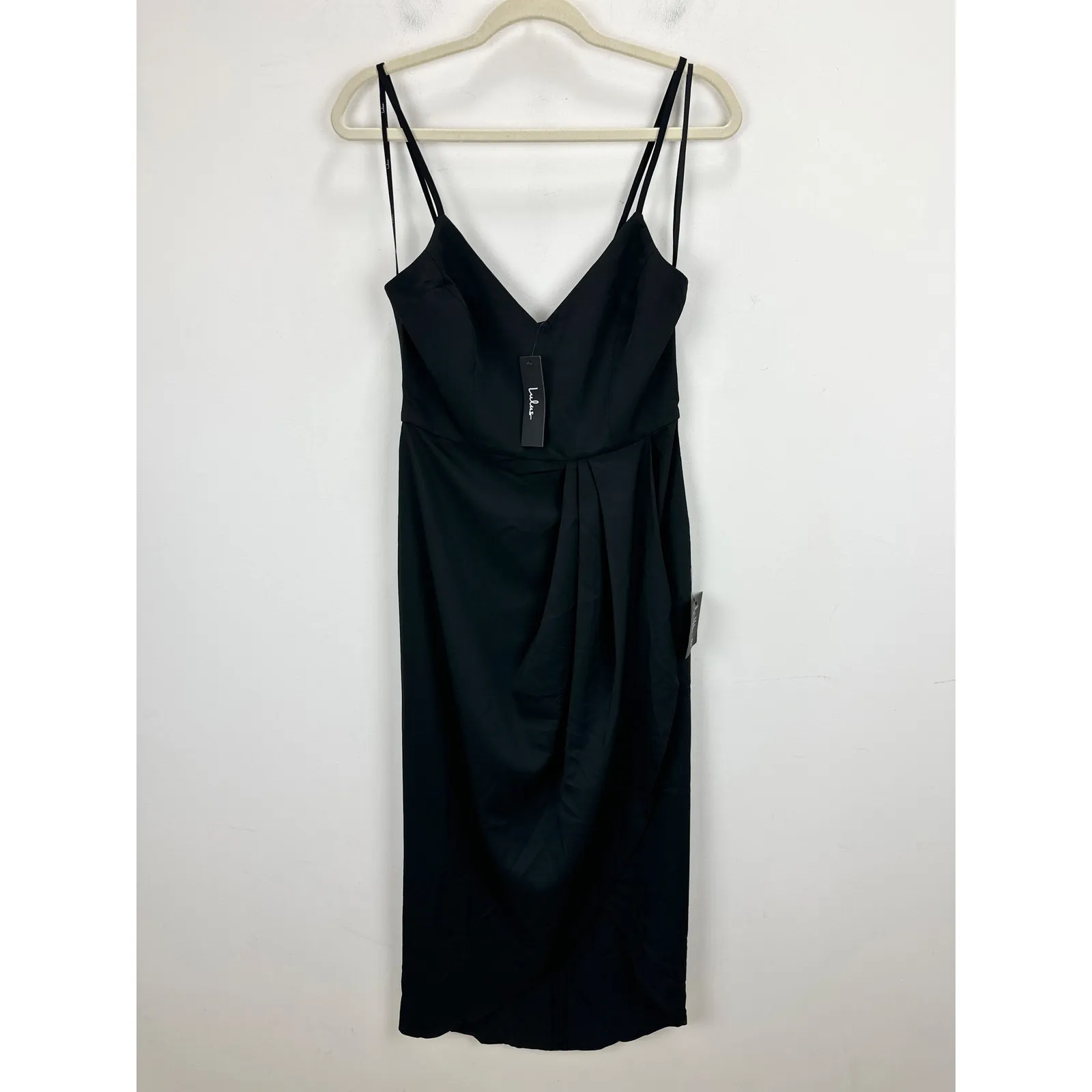 Lulus Reinette Black Midi Dress Classic Party Cocktail Minimalist Small NWT - Image 5